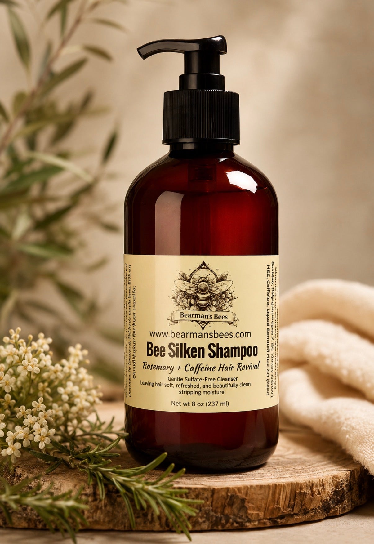 Bee Silken Shampoo- Rosemary+Caffeine Hair Revival